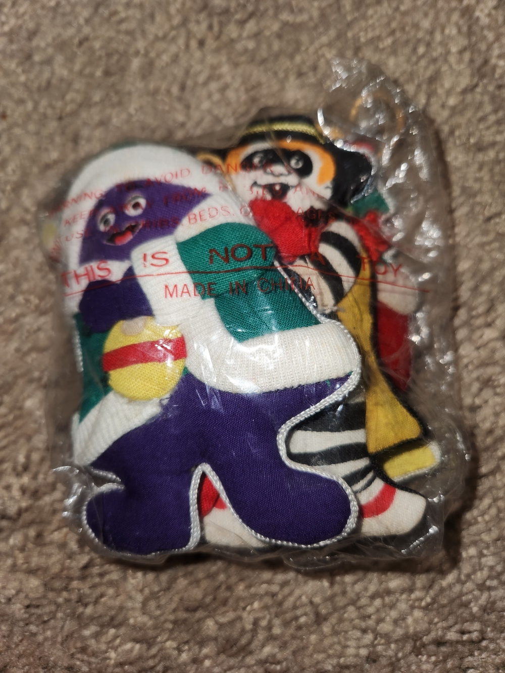 NIP Vtg Set 3 McDonald's Christmas 4" Cloth Ornaments Grimace Hamburglar Ronald